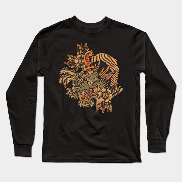 Dragon head Long Sleeve T-Shirt by Abrom Rose